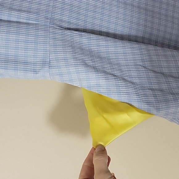 Sara Battaglia Checked Stretch Cotton Cloque A-Line Sleeveless Dress Blue sz 46 - Picture 4 of 7